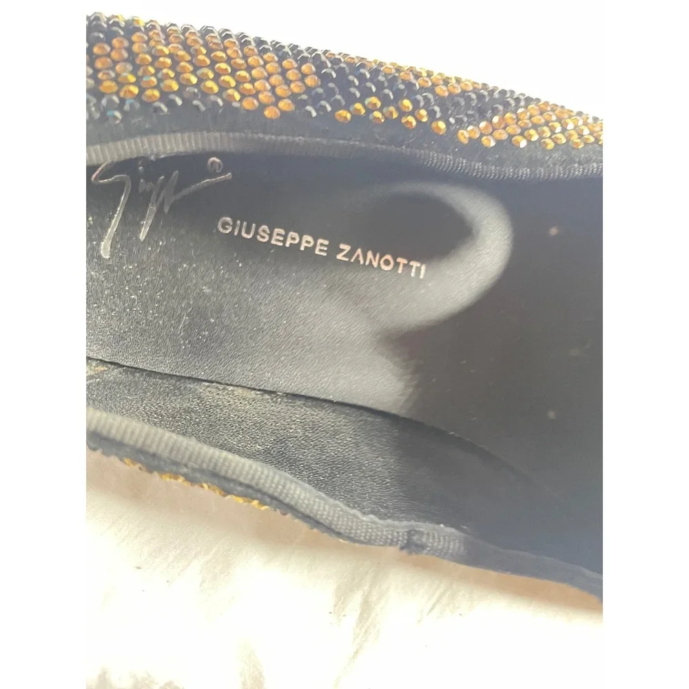 Giuseppe Zanotti Men's Black Gold Crystal Embellished Loafers Size 42